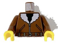 LEGO part Torso Bomber Jacket, Belt, & Black Shirt Pattern / Brown Arms / Yellow Hands 973pa5c01
