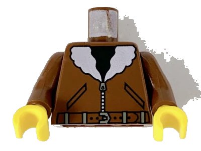 LEGO onderdeel Torso Bomber Jacket, Belt, & Black Shirt Pattern / Brown Arms / Yellow Hands (973pa5c01)