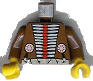 LEGO onderdeel Torso Western Indians Red and White Armor and White Belt Pattern / Brown Arms / Yellow Hands 973px107c01