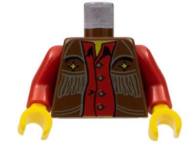 LEGO onderdeel Torso Western Cowboy Fringe Vest, Gold Stars and Red Shirt Pattern / Red Arms / Yellow Hands (973px53c01)