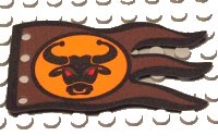 LEGO part Cloth Flag 8 x 5 Wave with Black Border and Black Bull's Head Pattern x376px3