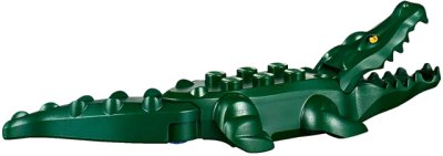 LEGO onderdeel Alligator / Crocodile with 20 Teeth with Yellow Eyes with White Glints Pattern with Blue Technic, Pin 1/2 (18904c01pb01)