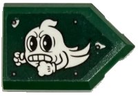 LEGO part Tile, Modified 2 x 3 Pentagonal with Angry White Ghost and Rivets Pattern Model Left Side (Sticker) - Set 70434 22385pb362L