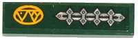 LEGO part Piastrella 1 x 4 con Motivo Piastre Metalliche Argento con Punte e Rivetti e Triangoli Arancio Luce Brillante in Ovale Lato Destro Modello (Adesivo) - Set 70434 2431pb0894R