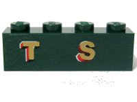 LEGO onderdeel Steen 1 x 4 met Goud 'T S' Patroon (Sticker) - Set 10194 3010pb100