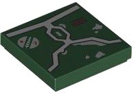 LEGO part Tile 2 x 2 with SW Mandalorian Boba Fett Armor Plates with Light Bluish Gray Lines, Silver Battle Damage and Agrarian Emblem Pattern 3068pb2280