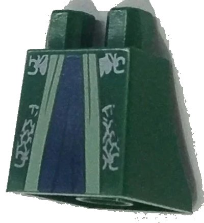 LEGO onderdeel Lower Body, Skirt with Sand Green Hem, Dark Blue Dress and Silver Thistles Pattern (36036pb026)