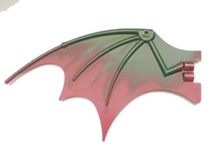 LEGO onderdeel Dragon Wing 19 x 11 with Marbled Dark Red Trailing Edge Pattern (51342pb01)