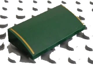 LEGO onderdeel Slope, Curved 2 x 4 x 2/3 with Bottom Tubes with 2 Gold Stripes Pattern (88930pb001)