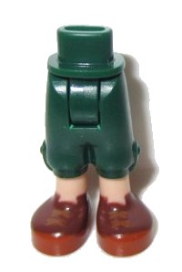 LEGO part Mini Doll Hips and Trousers Cropped with Light Nougat Legs and Reddish Brown Shoes with Dark Orange Soles and Laces Pattern - Thick Hinge 92251c00pb06