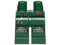 LEGO part Hips and Legs with Silver Knee Pads and Brown Belt with Ring Pattern 970c00pb0725