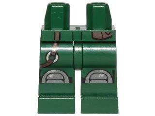 LEGO onderdeel Hips and Legs with Silver Knee Pads and Brown Belt with Ring Pattern (970c00pb0725)