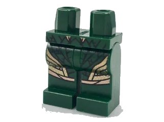 LEGO onderdeel Hips and Legs with Black Outlined Scales and Gold Armor Pattern (970c00pb0729)
