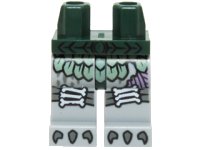 LEGO part Hips and Light Bluish Gray Legs with Sand Green Armor with Scales, White Bones Knee Pads and Dark Bluish Gray Talons Pattern 970c86pb15