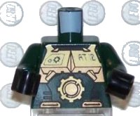 LEGO part Torso Exo-Force Gold Body Armor with Large Star and 'AT.10' Pattern / Dark Green Arms / Black Hands 973pb0157c01