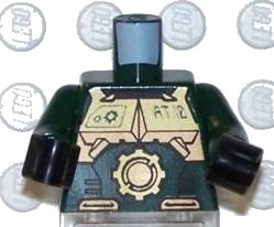 LEGO onderdeel Torso Exo-Force Gold Body Armor with Large Star and 'AT.10' Pattern / Dark Green Arms / Black Hands (973pb0157c01)