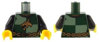 LEGO onderdeel Torso Castle Kingdoms Gold Dragon Head and Chain Belt on Sand Green and Dark Green Quarters Pattern / Black Arms / Yellow Hands 973pb0681c01