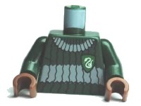 LEGO part Torso Harry Potter Quidditch Slytherin Ribbed Pattern / Dark Green Arms / Reddish Brown Hands 973pb0748c01