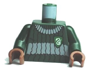LEGO onderdeel Torso Harry Potter Quidditch Slytherin Ribbed Pattern / Dark Green Arms / Reddish Brown Hands (973pb0748c01)