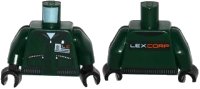 LEGO part Torso Batman Jacket with Zipper Pockets, ID Badge and 'LEXCORP' on Back Pattern / Dark Green Arms / Black Hands 973pb2327c01