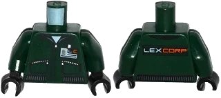 LEGO onderdeel Torso Batman Jacket with Zipper Pockets, ID Badge and 'LEXCORP' on Back Pattern / Dark Green Arms / Black Hands (973pb2327c01)