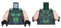 LEGO part Torso Female Outline, Black Neckline and Lines, Dark Blue Trim and Belt Pattern / Light Nougat Arms / Black Hands 973pb2650c01
