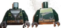 LEGO part Torso Jacket with Dark Bluish Gray Striped Undershirt and Pockets with Zipper Pattern / Dark Green Arms / Dark Bluish Gray Hands 973pb2876c01