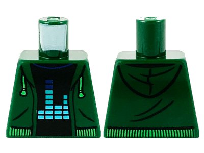 LEGO part Torso Hoodie with Bright Green Drawstrings and Waistband over Black Shirt with Equalizer Bars Pattern (973pb3780)
