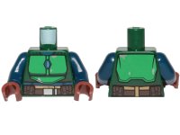 LEGO part Torso SW Armor Green Plates and Dark Brown Belt Pattern (Mandalorian) / Dark Blue Arms / Reddish Brown Hands 973pb3801c01