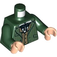 LEGO onderdeel Torso Jacket over Dark Tan Vest, White Shirt and Black Lacing Pattern / Dark Green Arms / Light Nougat Hands (973pb4035c01)
