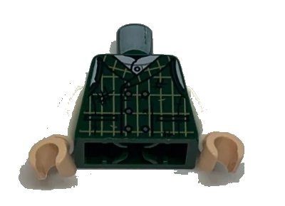 LEGO onderdeel Torso Dark Green Patched Vest and White Shirt Pattern / White Arms / Light Nougat Hands (973pb4094c01)