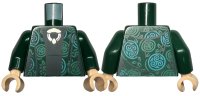 LEGO part Torso Harry Potter Robe with Green and Medium Green Circles, Black Dress, Metallic Silver and Gold Medallion Pattern / Dark Green Arms / Light Nougat Hands 973pb4130c01