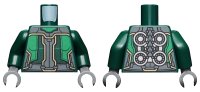 LEGO part Torso Armor with Dark Bluish Gray and Green Panels, Gold Accents, Silver Circles on Back Pattern / Dark Green Arms / Dark Bluish Gray Hands 973pb4179c01