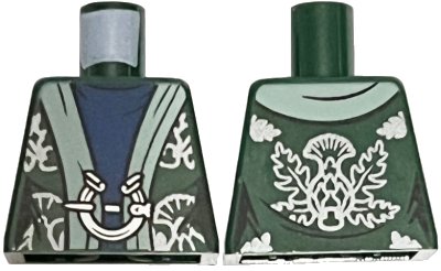 LEGO part Torso Harry Potter Robe, Sand Green Hem, Dark Blue Dress, Silver Pin Clasp and Thistle Pattern (973pb4311)