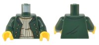 LEGO onderdeel Torso Open Jacket with 8 Gold Buttons over Tan Sweater Pattern / Dark Green Arms / Yellow Hands 973pb4947c01