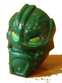 LEGO part Minifigure, Head, Modified Bionicle Inika Toa Kongu with Lime Eyes Pattern x1823px1