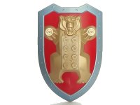 LEGO part Large Figure Shield, 2 x 4 Brick Relief, Bear with Red and Pearl Sand Blue Pattern 50653pb01