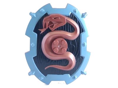 LEGO onderdeel Large Figure Shield, 2 x 2 Brick Relief, Snake with Black and Sand Blue Pattern (54183pb01)