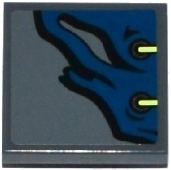 LEGO onderdeel Tegel, Aangepast 2 x 2 Omgekeerd met Donker Blauw Doek met 2 Ogen en Geelgroen Veter Patroon (Sticker) - Set 70737 (11203pb014)