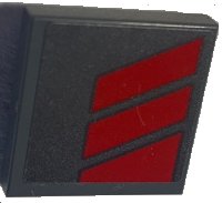 LEGO part Tile, Modified 2 x 2 Inverted with Red Stripes Pattern Model Left Side (Sticker) - Set 70613 11203pb038L