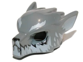 LEGO onderdeel Minifigure, Headgear Mask Wolf with Fangs, Light Bluish Gray Fur and Ears Pattern (11233pb02)