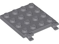LEGO part Plate, Modified 4 x 4 with 2 Open O Clips (Horizontal Grip) (11399)