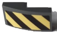 LEGO part Schräge, Curvada 2 x 1 x 2/3 con Patrón de Franjas de Peligro Negro y Amarillo Brillante Lado A (Pegatina) - Sets 60214 / 60215 11477pb092a