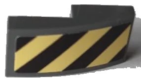 LEGO onderdeel Slope, Curved 2 x 1 x 2/3 with Black and Bright Light Yellow Danger Stripes Pattern Side B (Sticker) - Sets 60214 / 60215 (11477pb092b)
