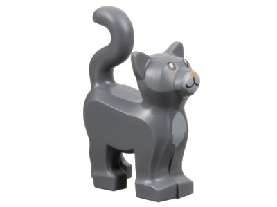 LEGO part Katze, stehend mit hellblaugrauem Brustkorb und Schnauze und Beige-Nase mit Muster (13786pb09)