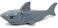 LEGO onderdeel Shark with Rounded Nose and Debossed Gills with Black Eyes and White Partial Circle Pupils Pattern 14518c04pb01