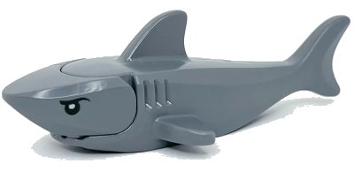 LEGO onderdeel Shark with Rounded Nose and Debossed Gills with Black Eyes and White Partial Circle Pupils Pattern (14518c04pb01)