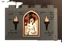 LEGO part Panel 1 x 4 x 2 with Side Supports - Hollow Studs with Torches and Woman with Goblet Pattern (Sticker) - Set 71043 14718pb023