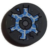 LEGO part Tile, Round 2 x 2 with Bottom Stud Holder with Hatch and Medium Blue Energy Pattern (Sticker) - Set 70352 14769pb361