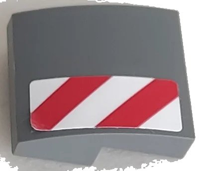 LEGO onderdeel Slope, Curved 2 x 2 x 2/3 with Red and White Danger Stripes Pattern Model Right Side (Sticker) - Set 60073 (15068pb019R)
